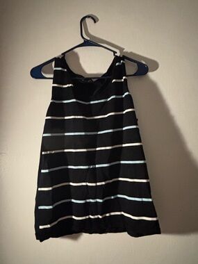 Catherine Malandrino Black Tank with White & Light Blue Stripes